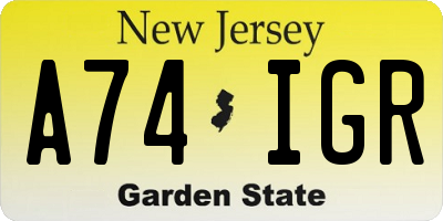 NJ license plate A74IGR