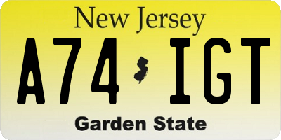 NJ license plate A74IGT
