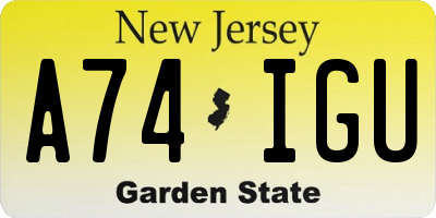 NJ license plate A74IGU