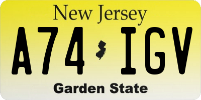 NJ license plate A74IGV
