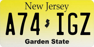 NJ license plate A74IGZ