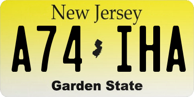 NJ license plate A74IHA