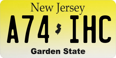 NJ license plate A74IHC