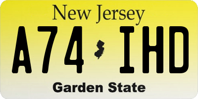 NJ license plate A74IHD