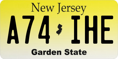 NJ license plate A74IHE