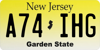 NJ license plate A74IHG