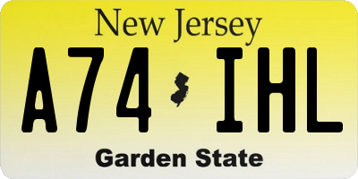 NJ license plate A74IHL
