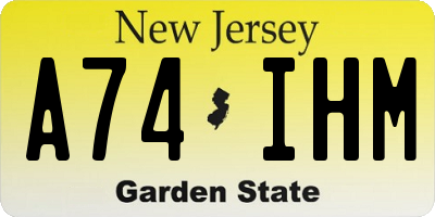 NJ license plate A74IHM