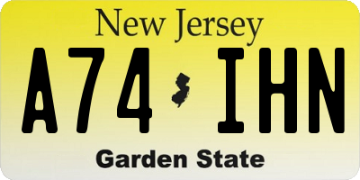 NJ license plate A74IHN