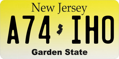 NJ license plate A74IHO