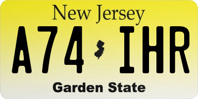 NJ license plate A74IHR