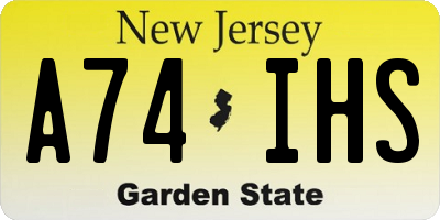 NJ license plate A74IHS