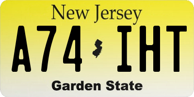 NJ license plate A74IHT
