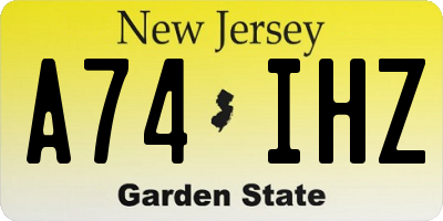 NJ license plate A74IHZ