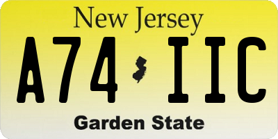 NJ license plate A74IIC