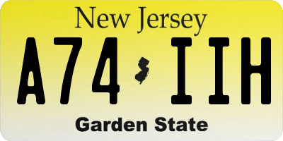 NJ license plate A74IIH