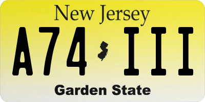 NJ license plate A74III