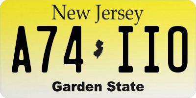 NJ license plate A74IIO