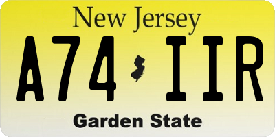 NJ license plate A74IIR