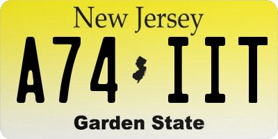 NJ license plate A74IIT