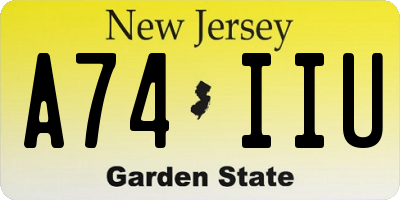 NJ license plate A74IIU