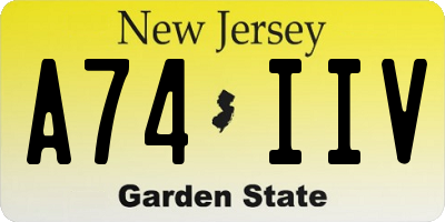 NJ license plate A74IIV