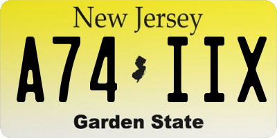 NJ license plate A74IIX