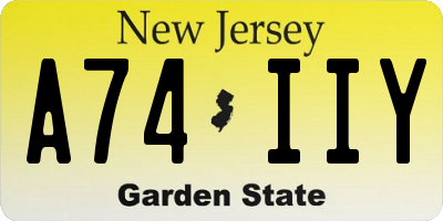NJ license plate A74IIY