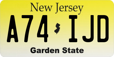 NJ license plate A74IJD
