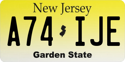 NJ license plate A74IJE