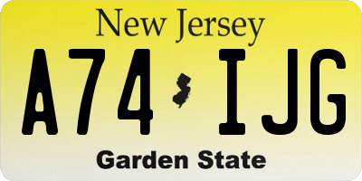 NJ license plate A74IJG