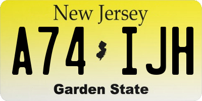 NJ license plate A74IJH
