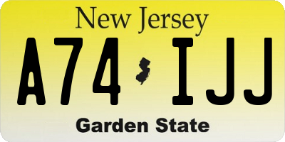 NJ license plate A74IJJ