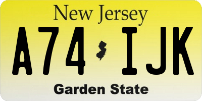 NJ license plate A74IJK