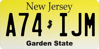 NJ license plate A74IJM