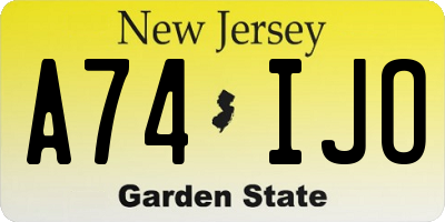 NJ license plate A74IJO