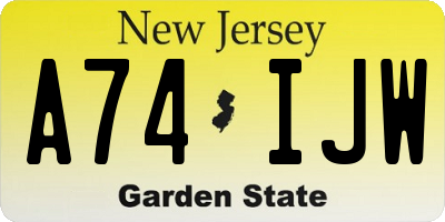 NJ license plate A74IJW