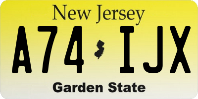 NJ license plate A74IJX
