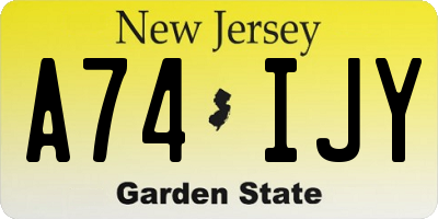 NJ license plate A74IJY