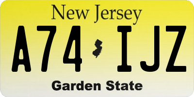 NJ license plate A74IJZ