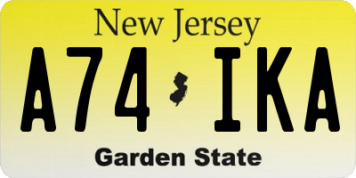 NJ license plate A74IKA