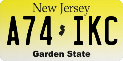 NJ license plate A74IKC
