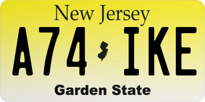 NJ license plate A74IKE