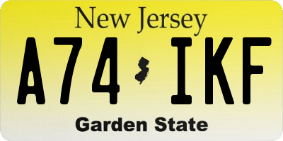 NJ license plate A74IKF