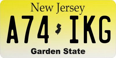 NJ license plate A74IKG