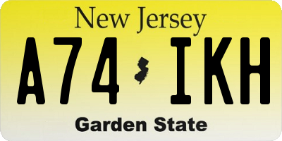 NJ license plate A74IKH