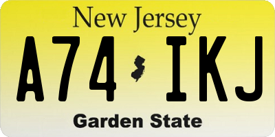 NJ license plate A74IKJ