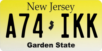 NJ license plate A74IKK