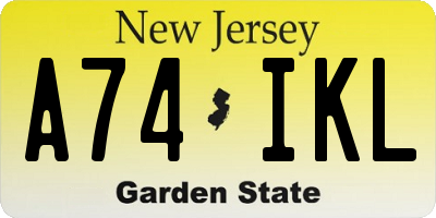 NJ license plate A74IKL