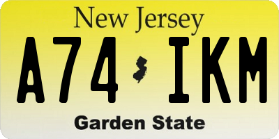 NJ license plate A74IKM